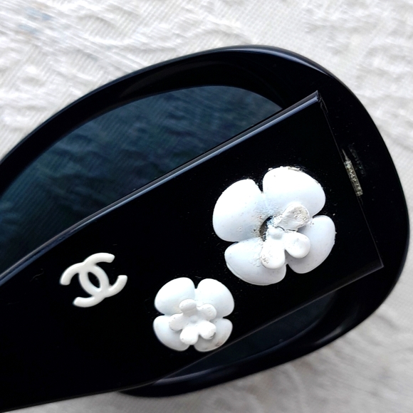 Chanel Camellia Black Sunglasses White Flowers! - Picture 15 of 16